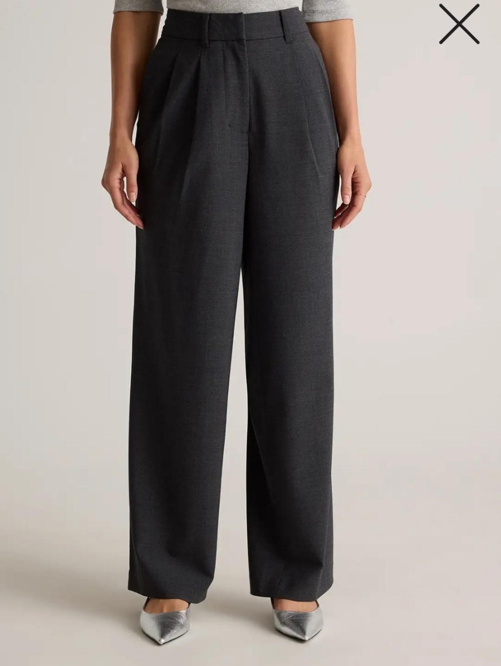 NWT Quince Wide-Leg High-Waist Italian Wool Pleated Trouser Size 12